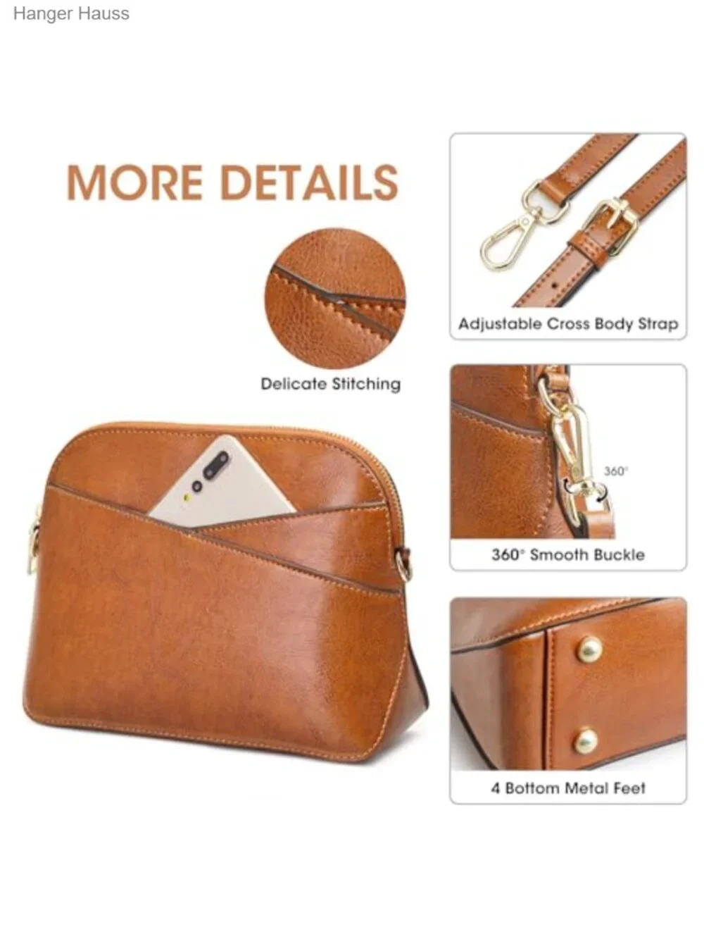 Genuine Leather Small Crossbody Bag Women Purse Adjustable Strap Organizer